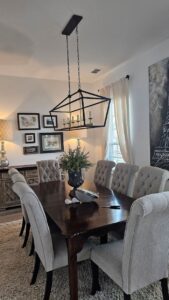 Lighting fixture installation over dining table